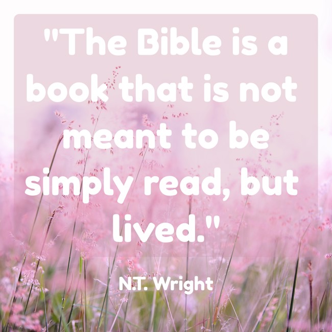 The Bible is a book that is not meant to be simply read, but lived. - N.T. Wright