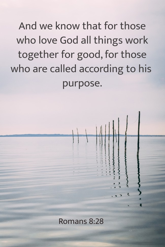 And we know that for those who love God all things work together for good, for those who are called according to his purpose. - Romans 8:28