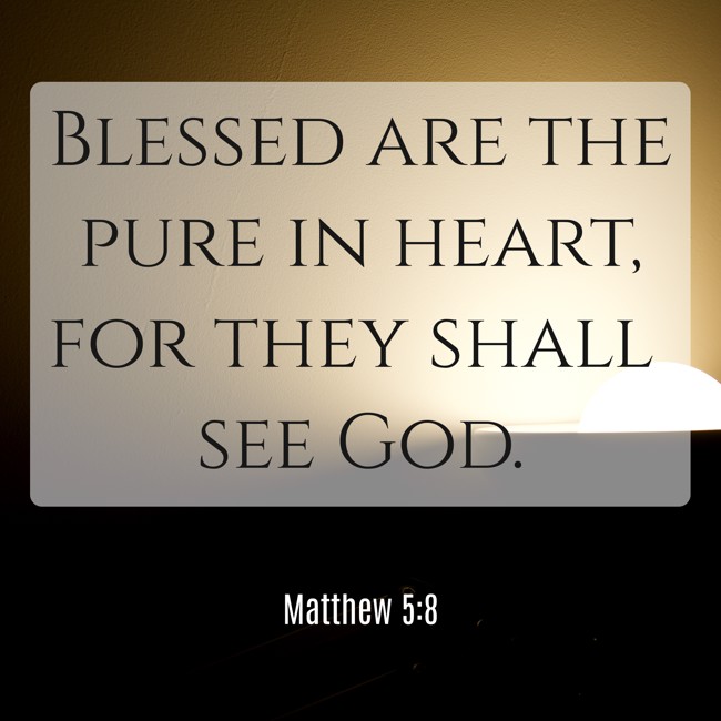Blessed are the pure in heart, for they shall see God. - Matthew 5:8