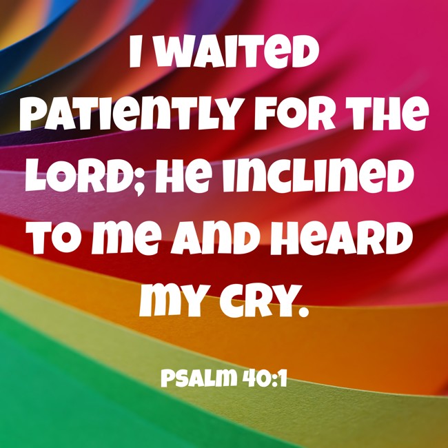 I waited patiently for the LORD; he inclined to me and heard my cry. - Psalm 40:1