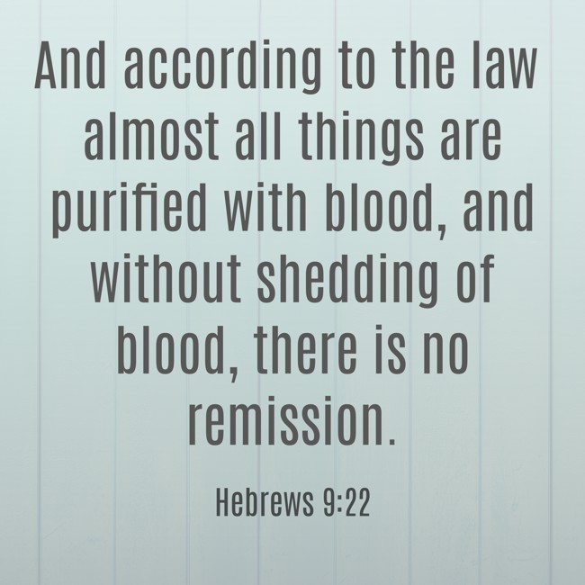 And according to the law almost all things are purified with blood, and without shedding of blood, there is no remission. - Hebrews 9:22