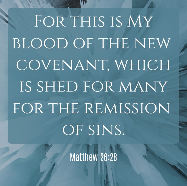 For this is My blood of the new covenant, which is shed for many for the remission of sins. - Matthew 26:28