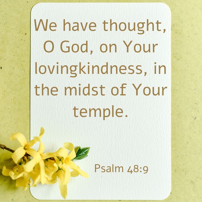  We have thought, O God, on Your lovingkindness, in the midst of Your temple.   - Psalm 48:9 