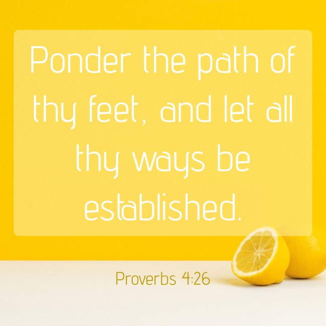 Ponder the path of thy feet, and let all thy ways be established. - Proverbs 4:26