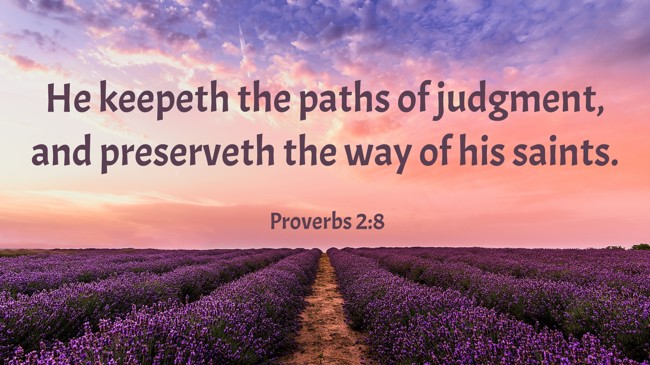 He keepeth the paths of judgment, and preserveth the way of his saints. - Proverbs 2:8