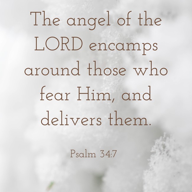 The angel of the LORD encamps around those who fear Him, and delivers them. - Psalm 34:7