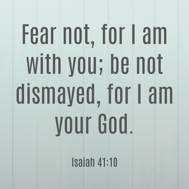Fear not, for I am with you; be not dismayed, for I am your God. - Isaiah 41:10