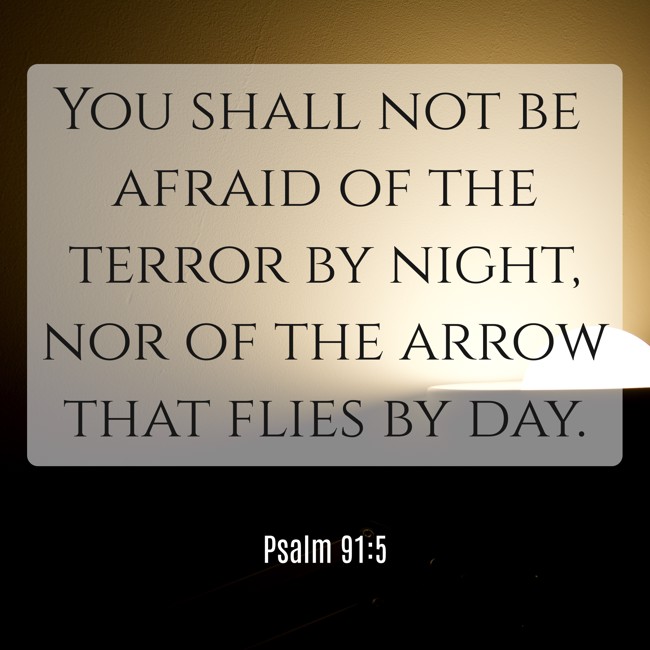 You shall not be afraid of the terror by night, nor of the arrow that flies by day. - Psalm 91:5