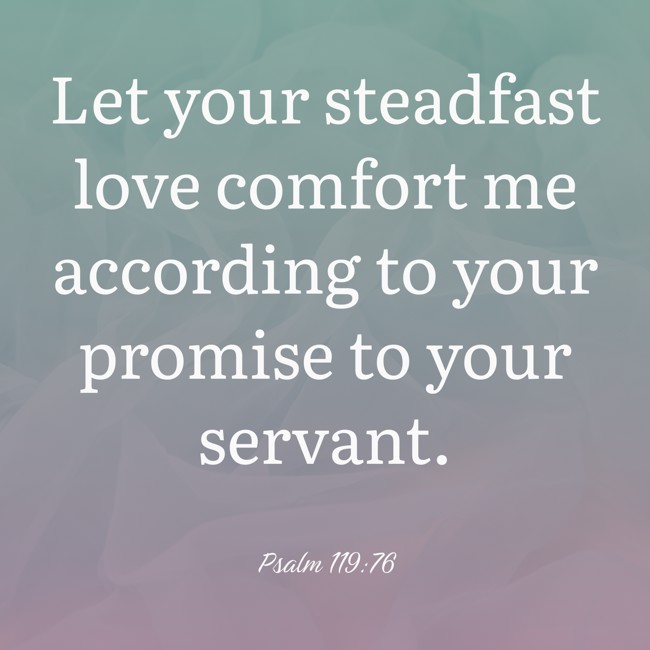 Let your steadfast love comfort me according to your promise to your servant. - Psalm 119:76