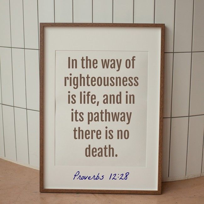 In the way of righteousness is life, and in its pathway there is no death. - Proverbs 12:28