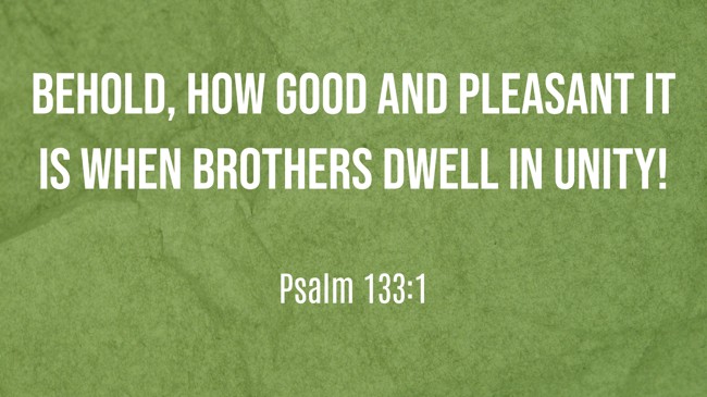 Behold, how good and pleasant it is when brothers dwell in unity! - Psalm 133:1