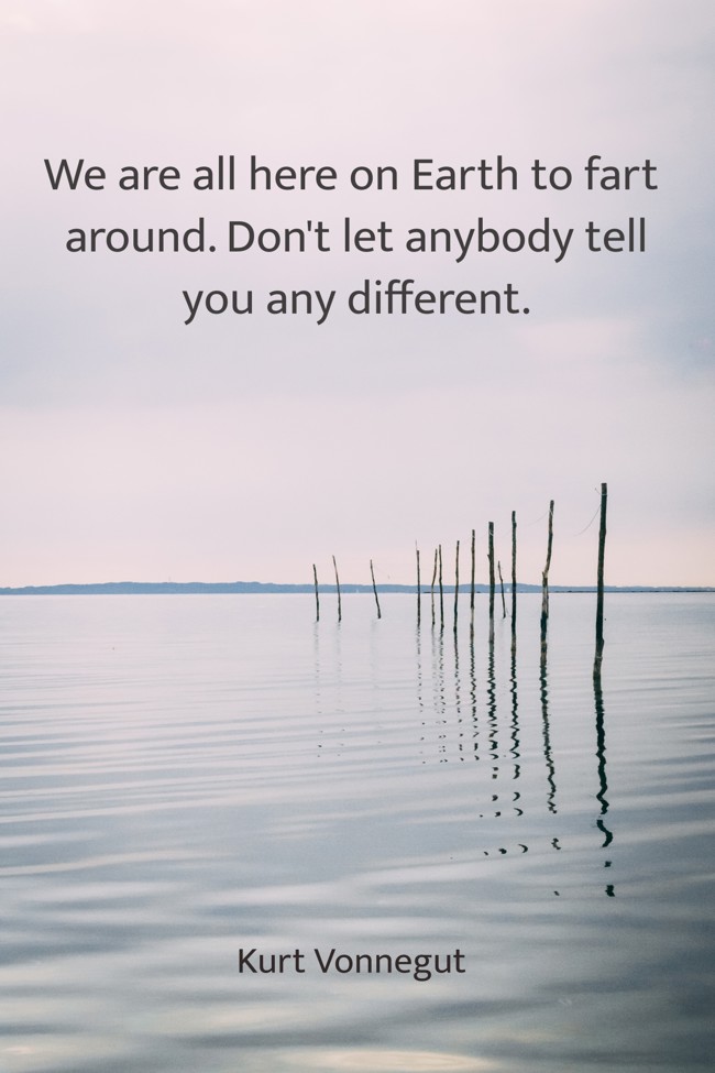 We are all here on Earth to fart around. Don't let anybody tell you any different. - Kurt Vonnegut