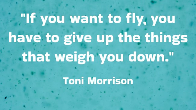 If you want to fly, you have to give up the things that weigh you down. - Toni Morrison