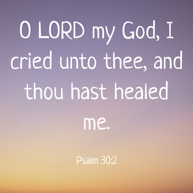 O LORD my God, I cried unto thee, and thou hast healed me. - Psalm 30:2