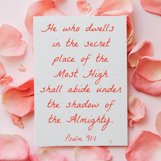He who dwells in the secret place of the Most High shall abide under the shadow of the Almighty. - Psalm 91:1