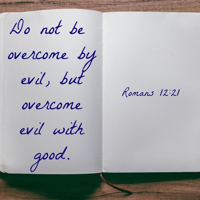 Do not be overcome by evil, but overcome evil with good. - Romans 12:21