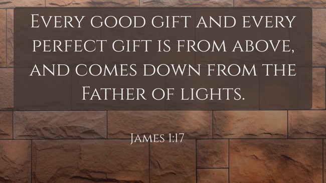 Every good gift and every perfect gift is from above, and comes down from the Father of lights. - James 1:17