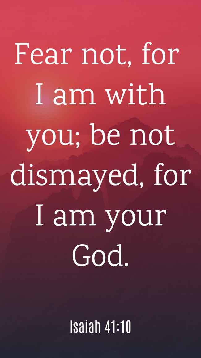 Fear not, for I am with you; be not dismayed, for I am your God. - Isaiah 41:10