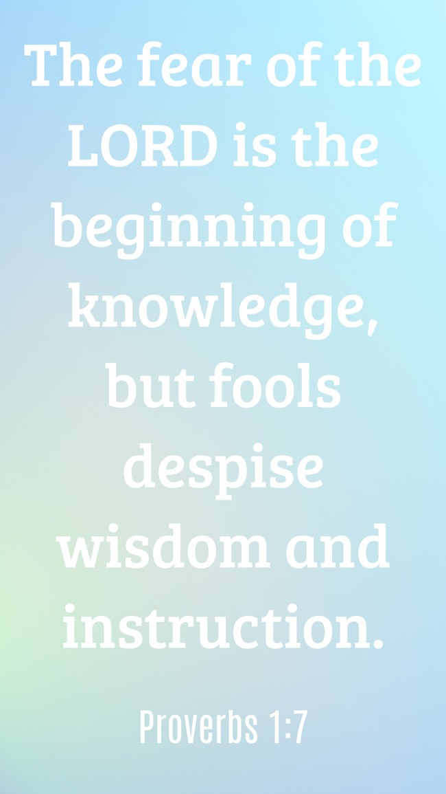 The fear of the LORD is the beginning of knowledge, but fools despise wisdom and instruction. - Proverbs 1:7
