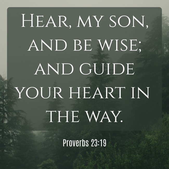 Hear, my son, and be wise; and guide your heart in the way. - Proverbs 23:19