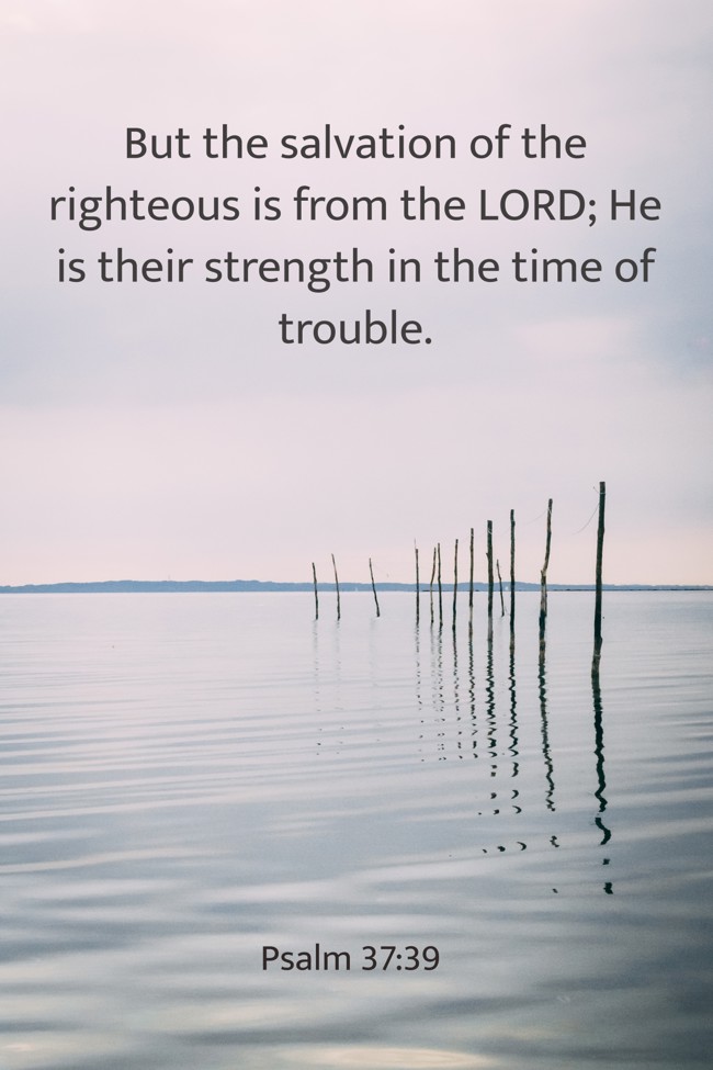 But the salvation of the righteous is from the LORD; He is their strength in the time of trouble. - Psalm 37:39