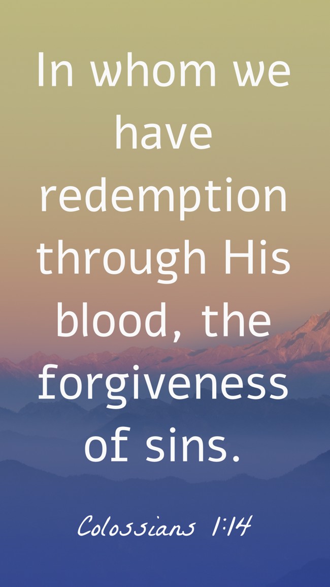 In whom we have redemption through His blood, the forgiveness of sins. - Colossians 1:14