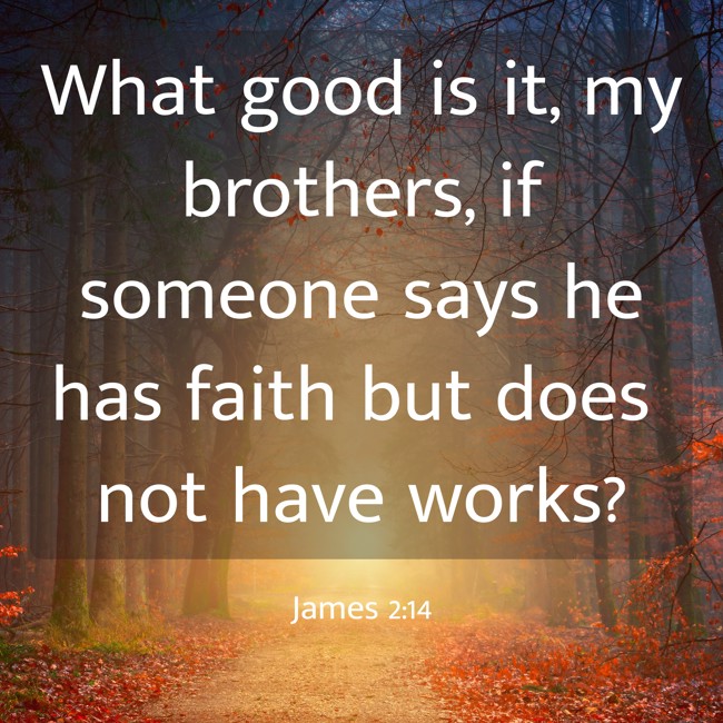 What good is it, my brothers, if someone says he has faith but does not have works? - James 2:14