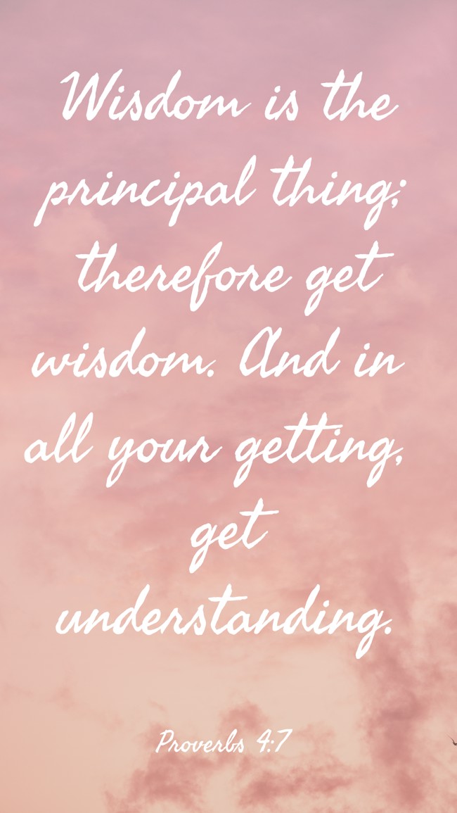 Wisdom is the principal thing; therefore get wisdom. And in all your getting, get understanding. - Proverbs 4:7