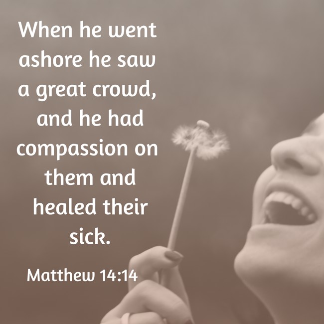 When he went ashore he saw a great crowd, and he had compassion on them and healed their sick. - Matthew 14:14