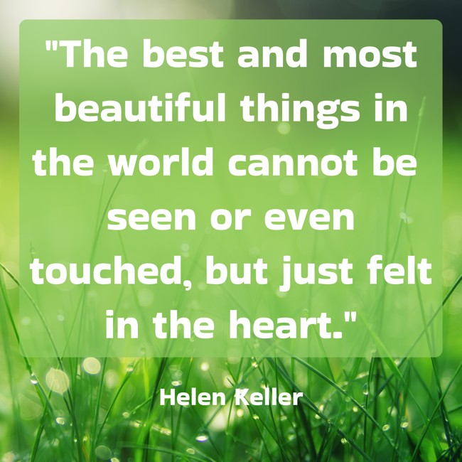 The best and most beautiful things in the world cannot be seen or even touched, but just felt in the heart. - Helen Keller