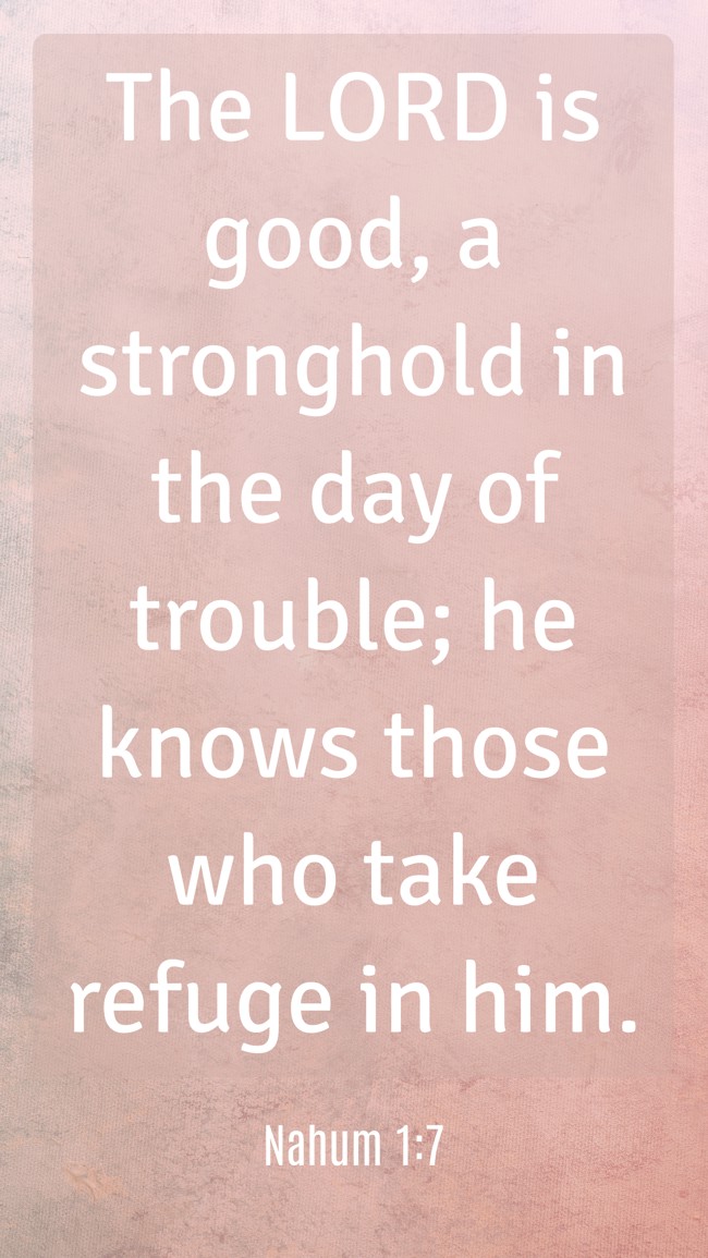 The LORD is good, a stronghold in the day of trouble; he knows those who take refuge in him. - Nahum 1:7