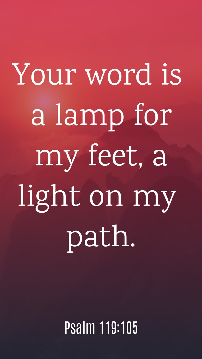 Your word is a lamp for my feet, a light on my path. - Psalm 119:105