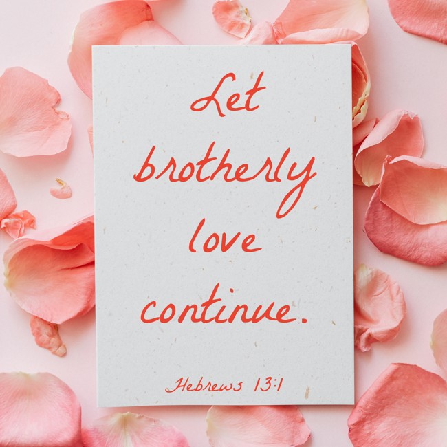 Let brotherly love continue. - Hebrews 13:1