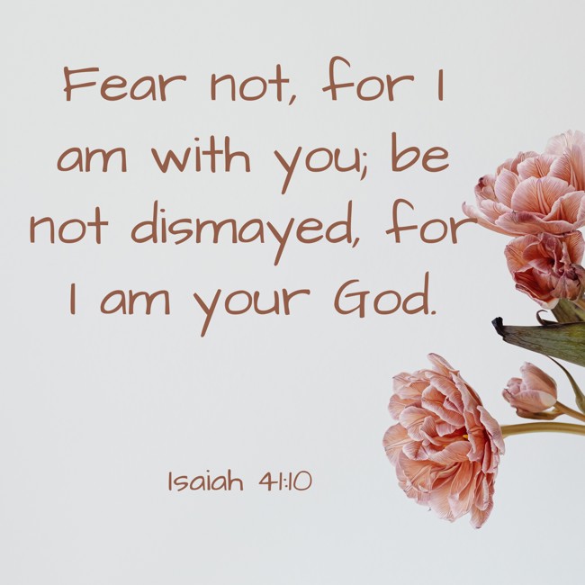 Fear not, for I am with you; be not dismayed, for I am your God. - Isaiah 41:10
