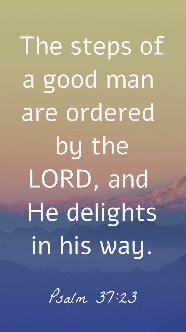 The steps of a good man are ordered by the LORD, and He delights in his way. - Psalm 37:23