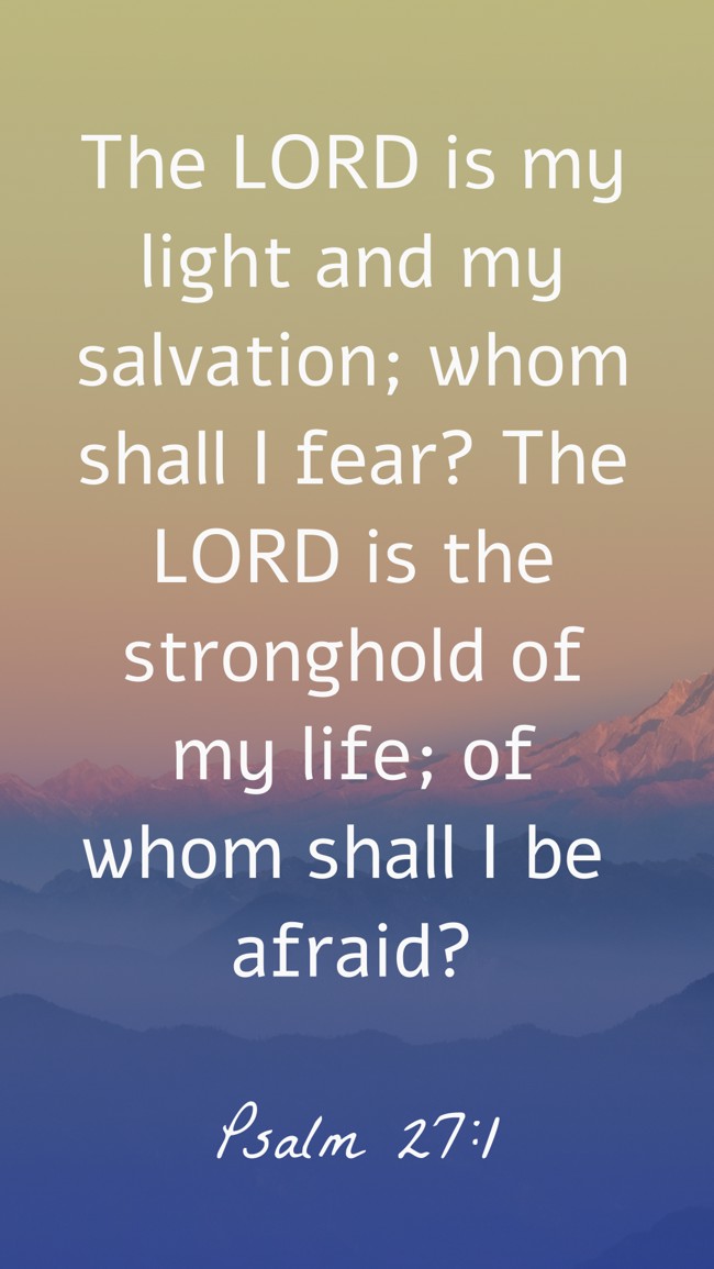 The LORD is my light and my salvation; whom shall I fear? The LORD is the stronghold of my life; of whom shall I be afraid? - Psalm 27:1