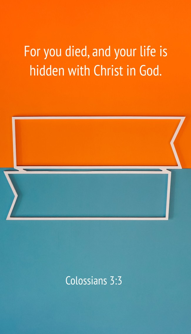 For you died, and your life is hidden with Christ in God. - Colossians 3:3