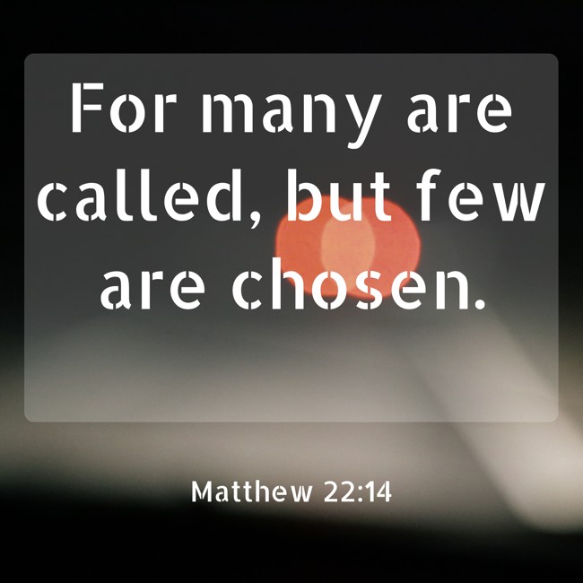  For many are called, but few are chosen.   - Matthew 22:14 