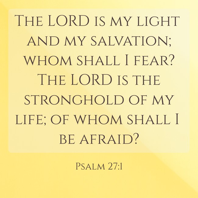 The LORD is my light and my salvation; whom shall I fear? The LORD is the stronghold of my life; of whom shall I be afraid? - Psalm 27:1
