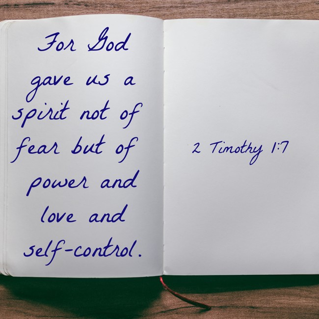 For God gave us a spirit not of fear but of power and love and self-control. - 2 Timothy 1:7