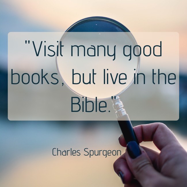 Visit many good books, but live in the Bible. - Charles Spurgeon