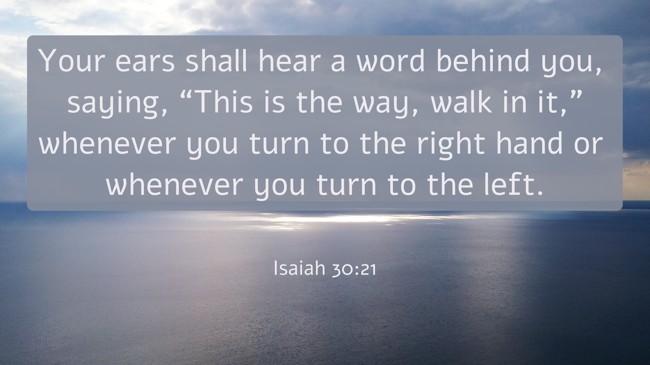 Your ears shall hear a word behind you, saying, “This is the way, walk in it,” whenever you turn to the right hand or whenever you turn to the left. - Isaiah 30:21