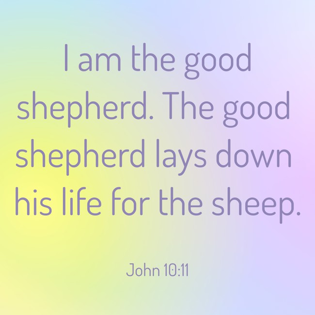  I am the good shepherd. The good shepherd lays down his life for the sheep.   - John 10:11 