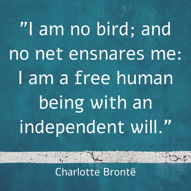 I am no bird; and no net ensnares me: I am a free human being with an independent will. - Charlotte Brontë