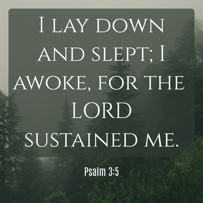 I lay down and slept; I awoke, for the LORD sustained me. - Psalm 3:5