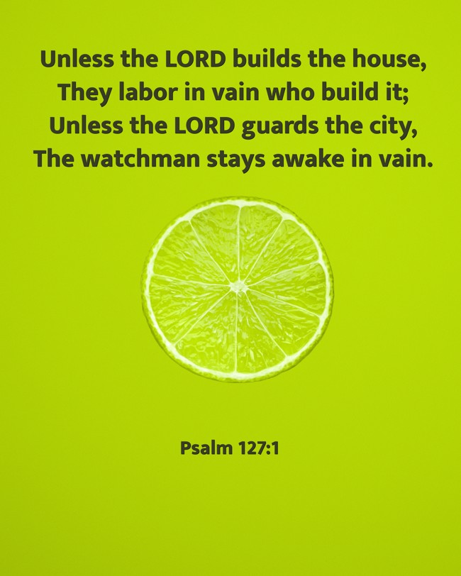 Unless the LORD builds the house, They labor in vain who build it; Unless the LORD guards the city, The watchman stays awake in vain. - Psalm 127:1