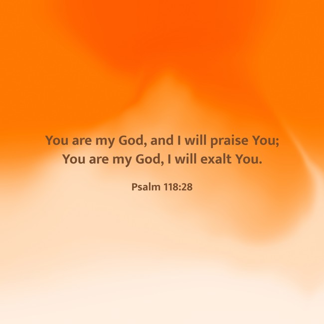 You are my God, and I will praise You; You are my God, I will exalt You. - Psalm 118:28