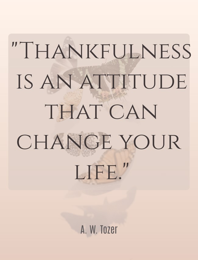 Thankfulness is an attitude that can change your life. - A. W. Tozer