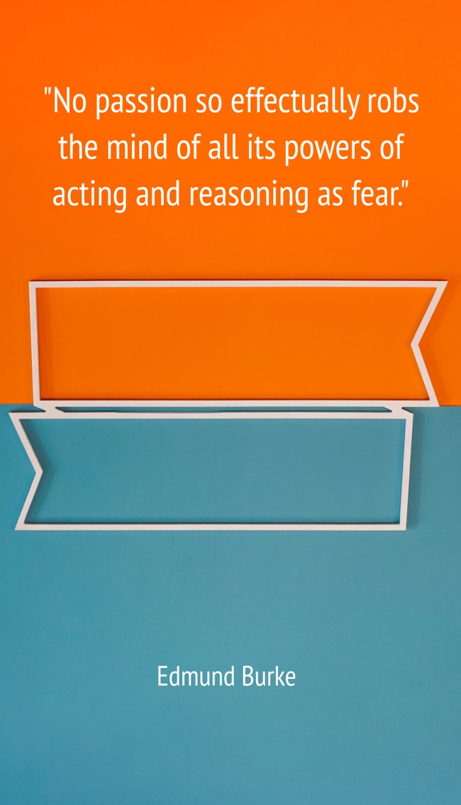No passion so effectually robs the mind of all its powers of acting and reasoning as fear. - Edmund Burke