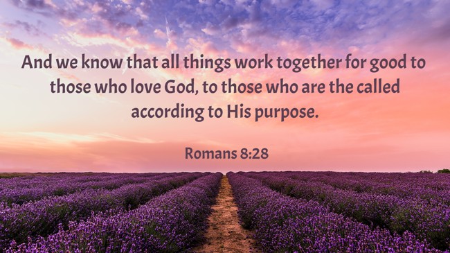 And we know that all things work together for good to those who love God, to those who are the called according to His purpose. - Romans 8:28